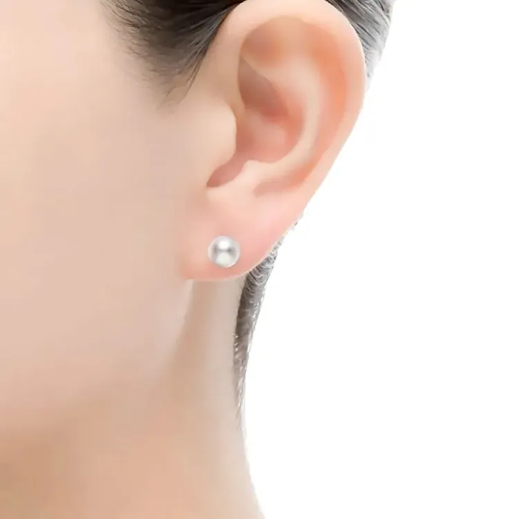 MIKIMOTO 18K White Gold Stud Earrings Women's White-4