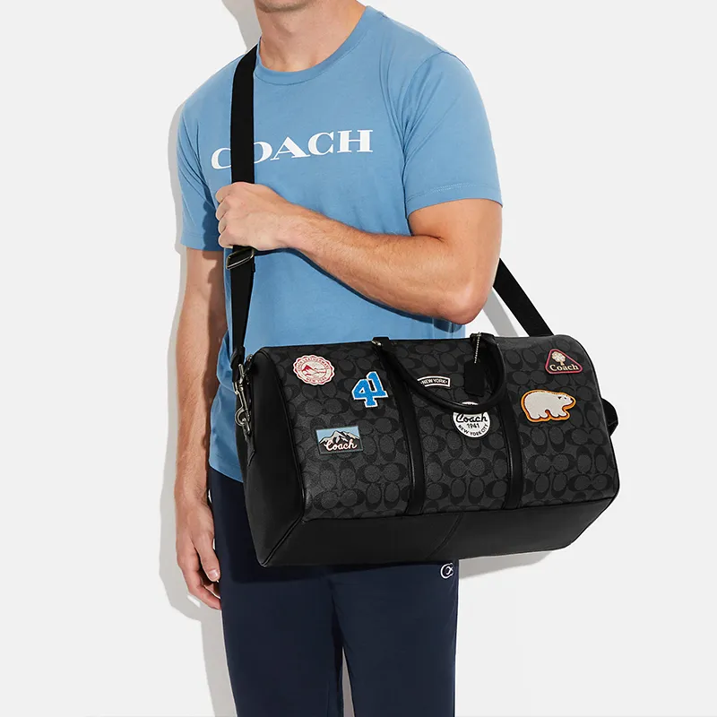 COACH Venturer Canvas With Leather And Calfskin Handbag Shoulder Bag Crossbody Bag Large Size Men's Black-4