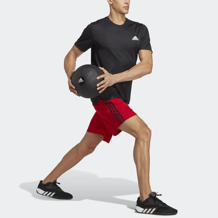 Adidas Train Essentials PiquÉ 3 Stripes Training Shorts Casual Shorts Men's Scarlet-3