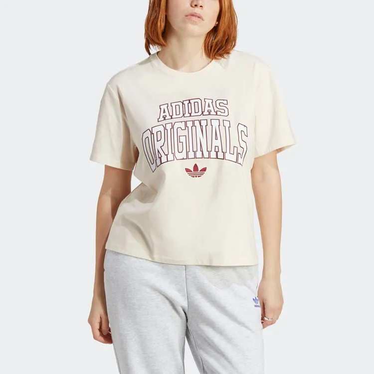 Adidas Originals Drop Shoulder Sleeve T Shirt Women's Ecru-1