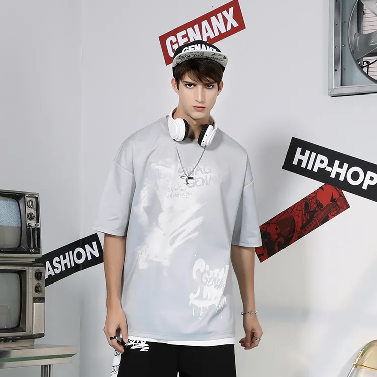 GENANX Straight Elbow Length Sleeved T Shirt Unisex-2