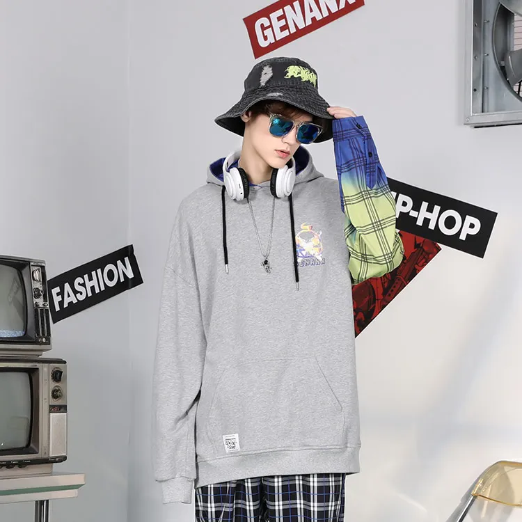 GENANX Hooded Loose Fit Regular Sweatshirt Unisex Heather Gray-3
