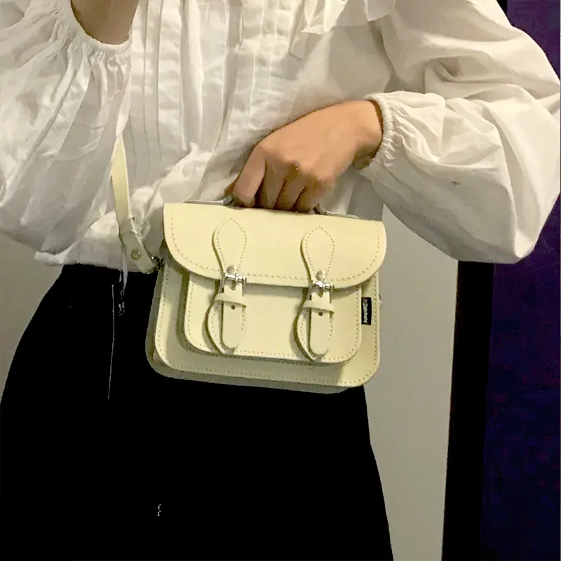 Zatchels Cow Leather Satchel Bag, Shoulder Bag, Crossbody Bag, Handbag Mini Women's Milk White-2