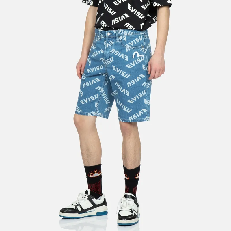 EVISU Casual Shorts Men Blue-3