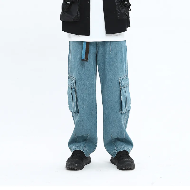 BLUELANDINC Cargo Pants Moderate Jeans Women's Light Blue-3
