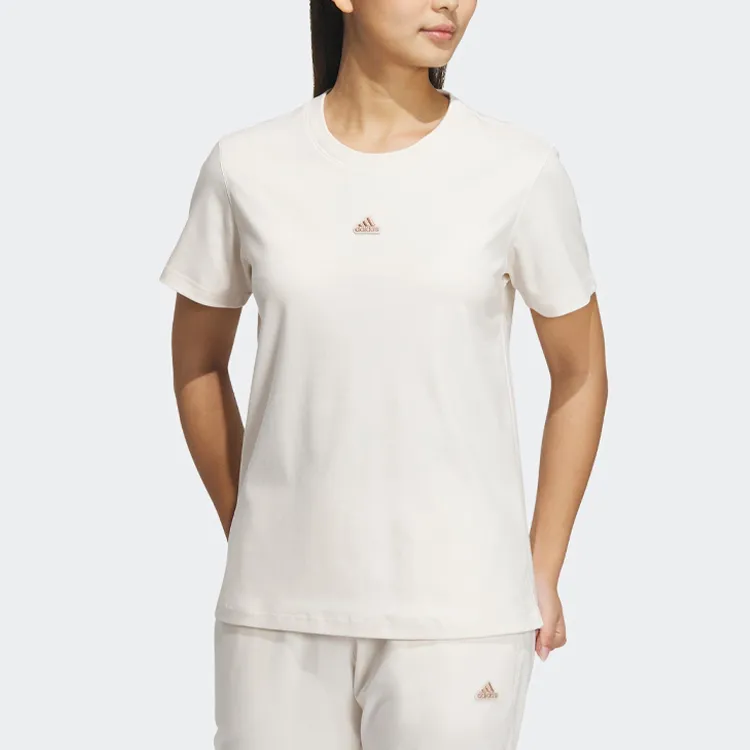 Adidas Drop Shoulder Sleeve T Shirt Women's Pink White-1