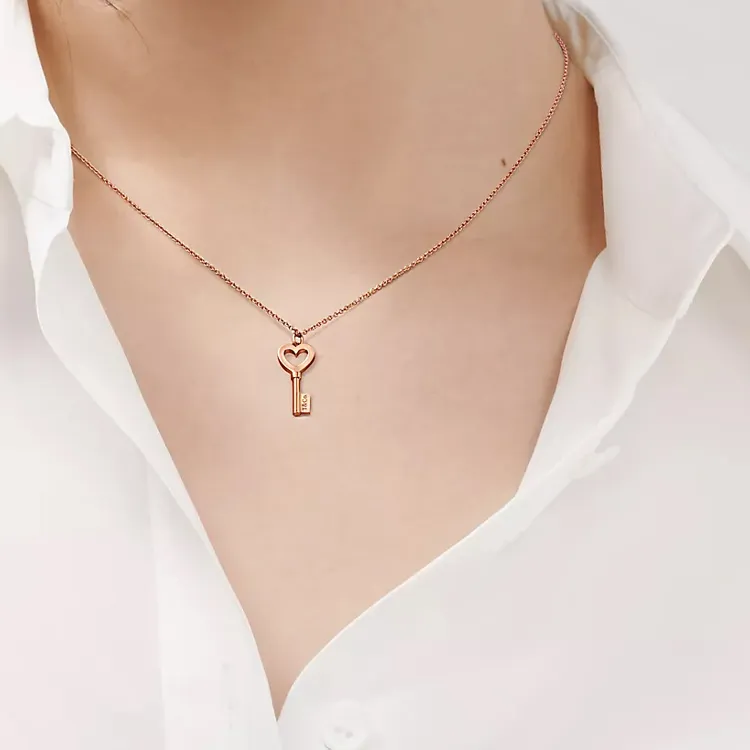 TIFFANY & CO. Tiffany Keys Series Karat Gold 18K Rose Gold Necklaces Women's-2