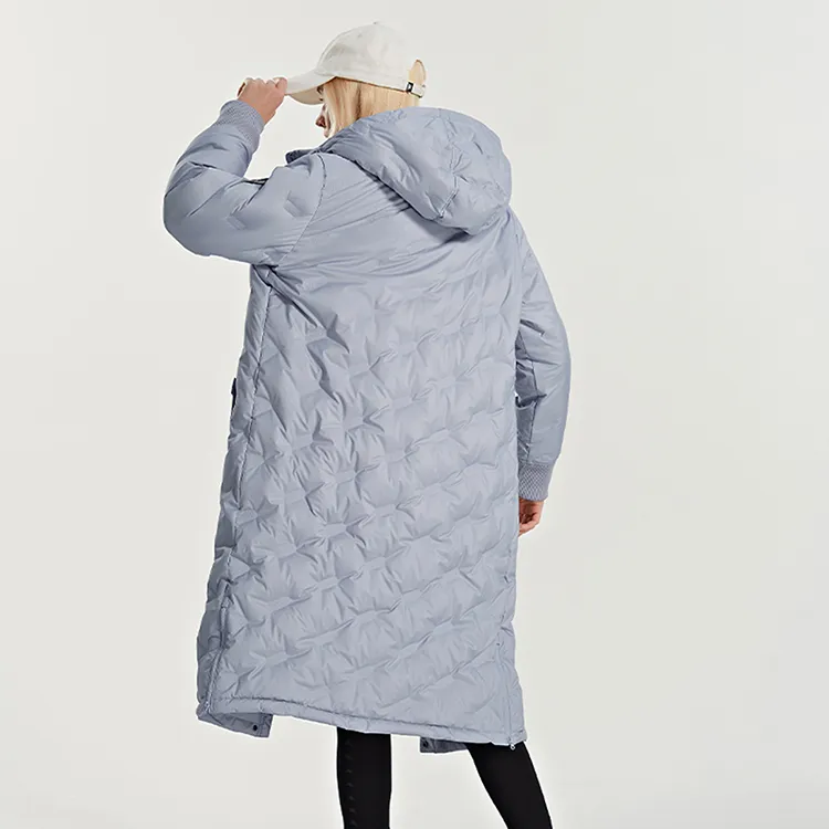 Kappa Solid Color Hooded Long Down Jacket Women's-2