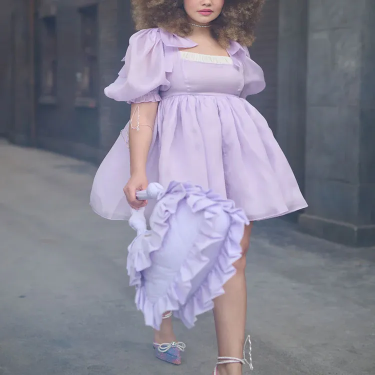 Selkie Short Sleeved Dresses Women's Light Purple-1