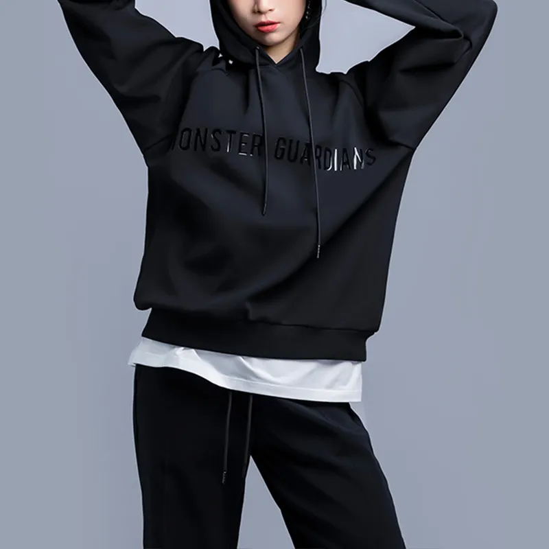 Monster Guardians Hooded Loose Fit Regular Sweatshirt Women's Phantom Black-4