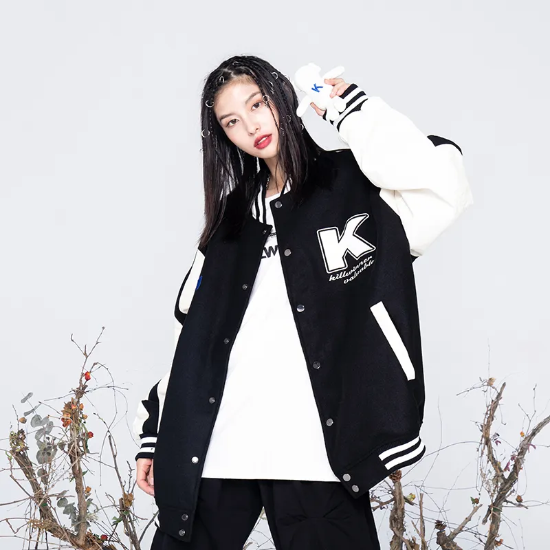 KILLWINNER Cartoon Baseball Collar Loose Fit Thickened Puffer Jacket Unisex-3