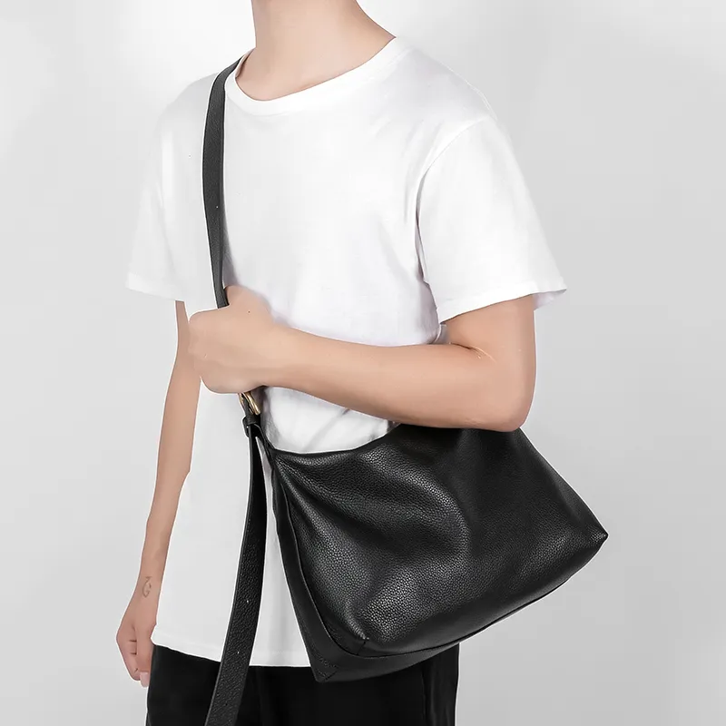 Ace Paul Genuine Leather Top Grain Cow Leather Tote Bag Shopping Bag Shoulder Bag Crossbody Bag Regular Unisex Black-9