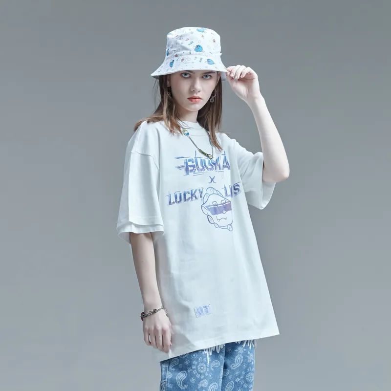 Guuka Drop Shoulder Sleeve T Shirt Unisex White-4