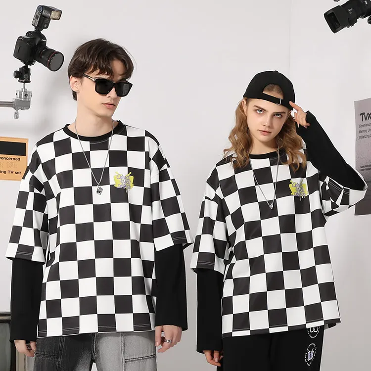 TVX Sweatshirts Unisex Black White Plaid-5