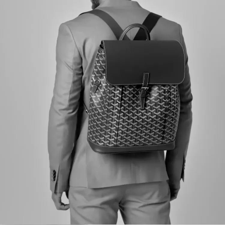 GOYARD Alpin Canvas With Leather Backpack Medium Size Unisex Marine Blue-6