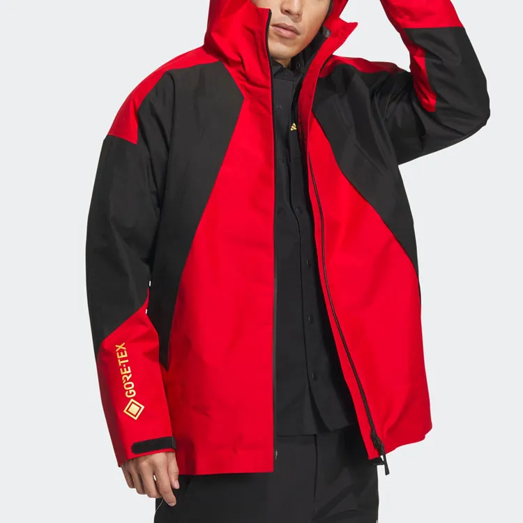 Adidas Outdoor Hiking Water Resistant Windproof Breathable Wear Resistant Windbreaker Jacket Unisex Red-4