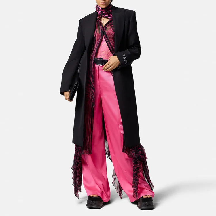 VERSACE High Waisted Wide Leg Cargo Pants-3