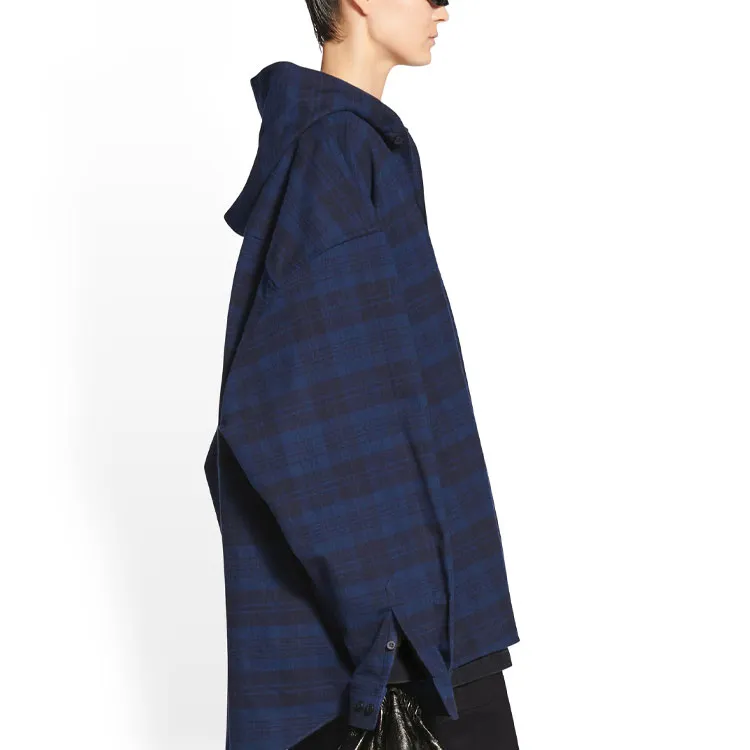 Balenciaga Checked Hooded Shirt Coat-4