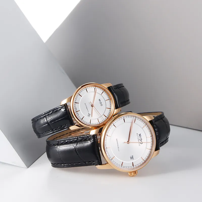 MIDO Baroncelli Collection Automatic Mechanical Movement Unisex Watch 38mm Silver Dial M7600.3.10.4 Twin Watch-4