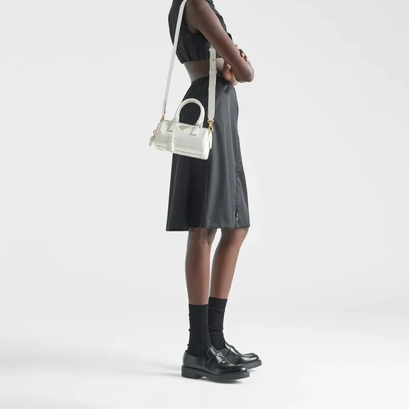 PRADA Saffiano Leather Top Handle Bag White-4