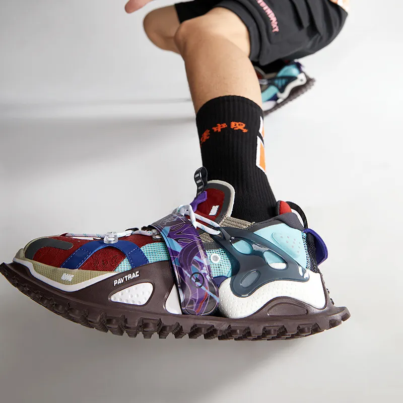 LINING x LNG Anti-Slip And Wear-Resistant Lightweight Low-Top Chunky Sneakers Women's Red White-9