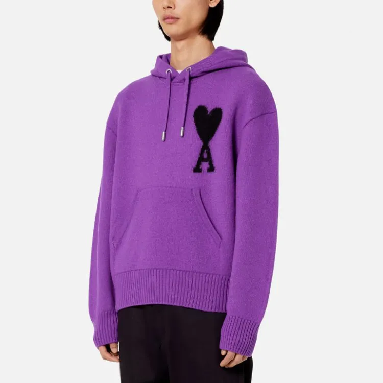 Ami Paris Ami De Coeur Merino Wool Knit Hoode-1