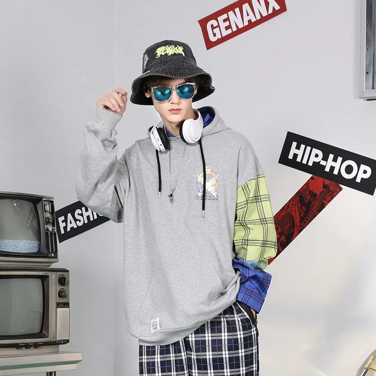 GENANX Hooded Loose Fit Regular Sweatshirt Unisex Heather Gray-4
