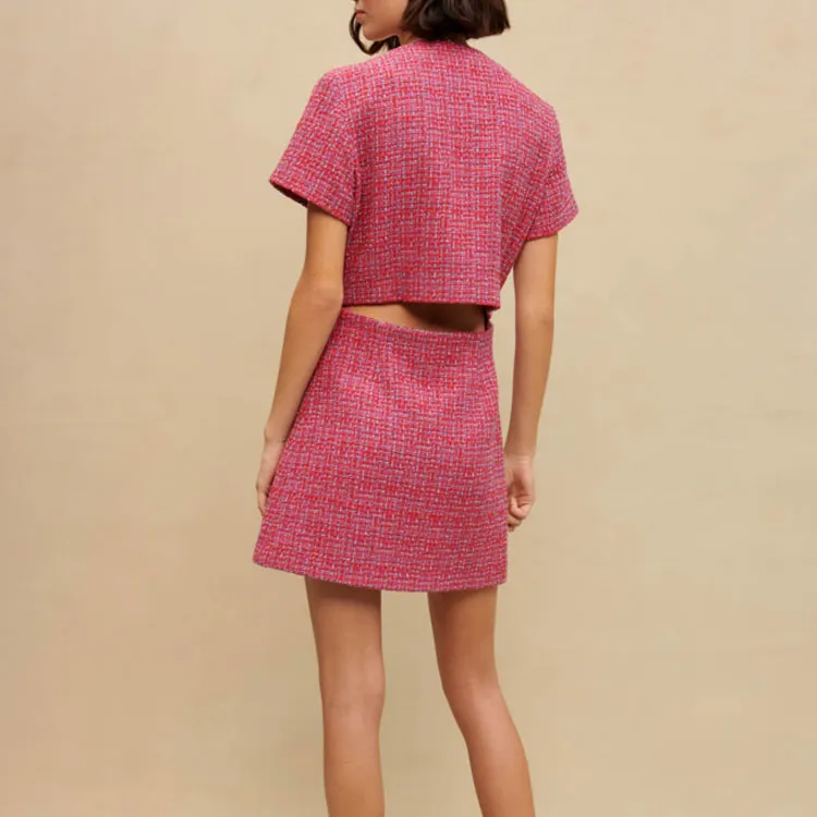 Maje Short Sleeved Dress Women's Rose Red-2