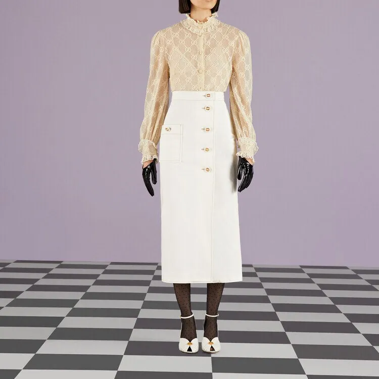 GUCCI Buttoned Pencil Skirt-1