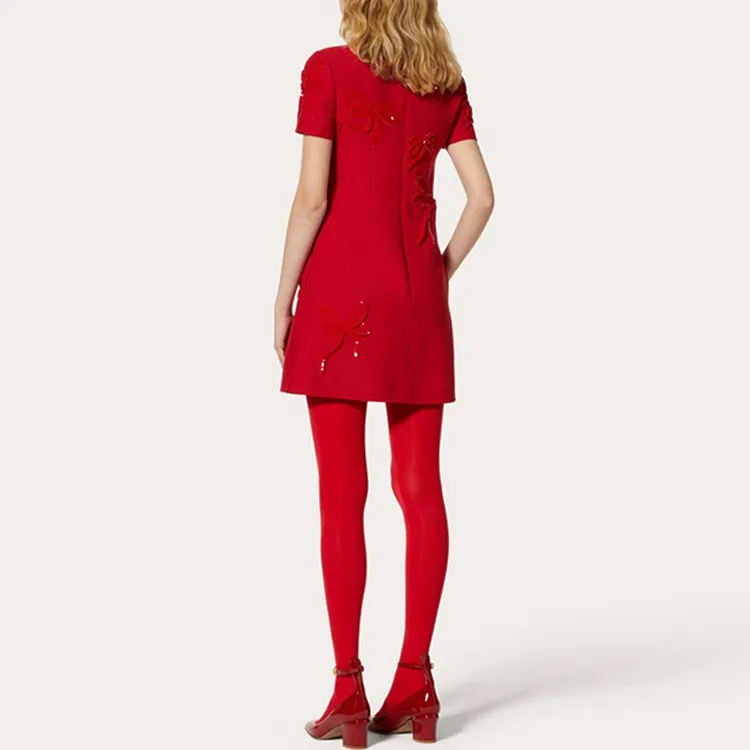 Valentino ROSSO Chinese New Year Short Sleeved Dresses Women's Red-2