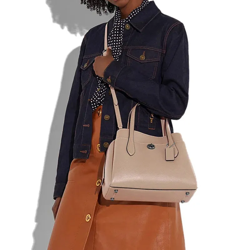 COACH Lora Canvas With Leather Shoulder Bag, Crossbody Bag, Handbag Tubas Women's Khaki-5