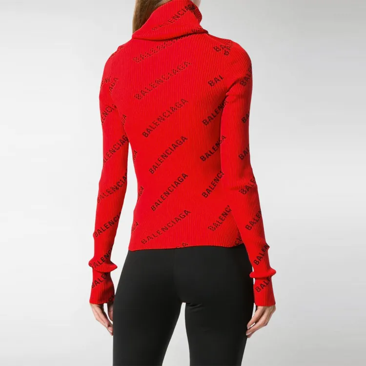Balenciaga All Over Logo Turtleneck 'Red'-2