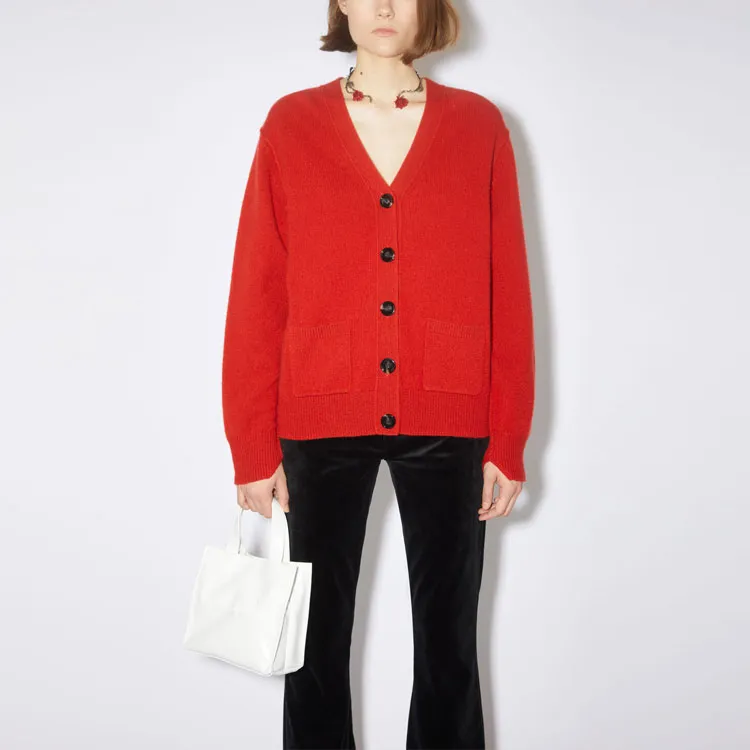 Acne Studios Wool Cashmere Cardigan Cardinal Red-1