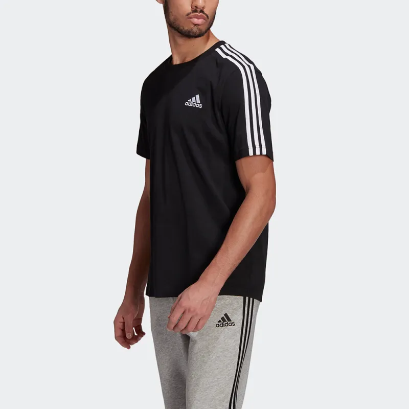 Adidas ESSENTIALS 3 Stripes T Shirt Men's Black-4