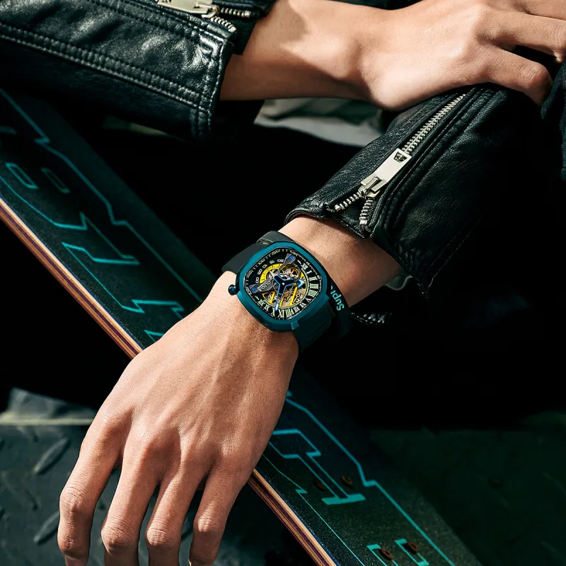OLTO 8 Automatic Mechanical Movement Blue Dial Men's Watches-6
