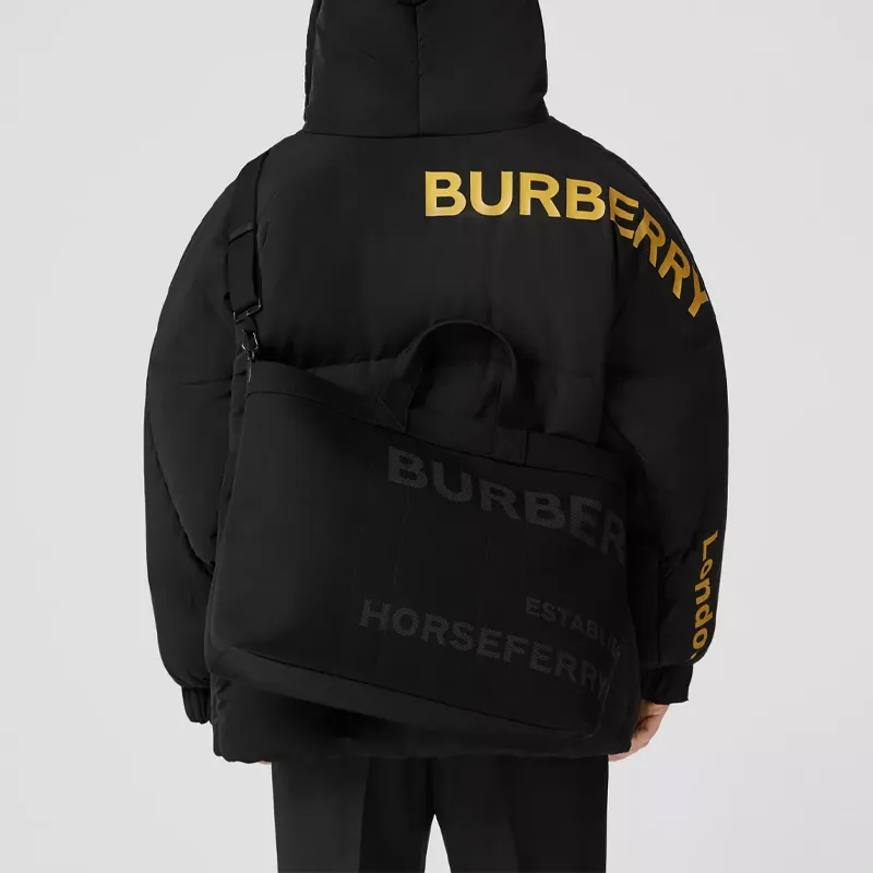 Burberry Horseferry Nylon Tote Bag Shopping Bag Shoulder Bag Crossbody Bag Handbag Regular Men's Black-8