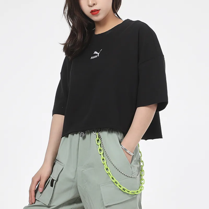 PUMA CLASSICS Crop Tops Women's Black-4