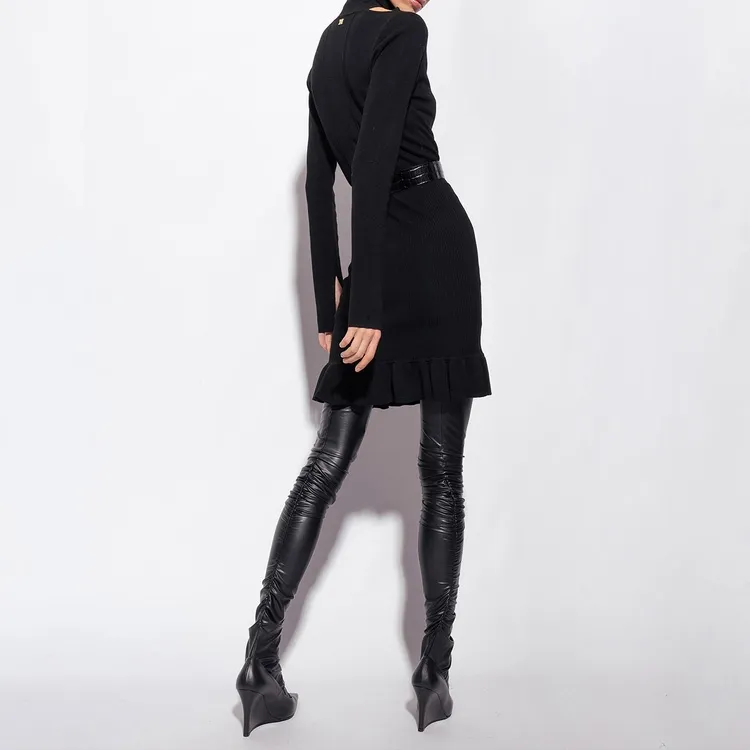 PINKO Cut Out Turtleneck Knitted Dress-3