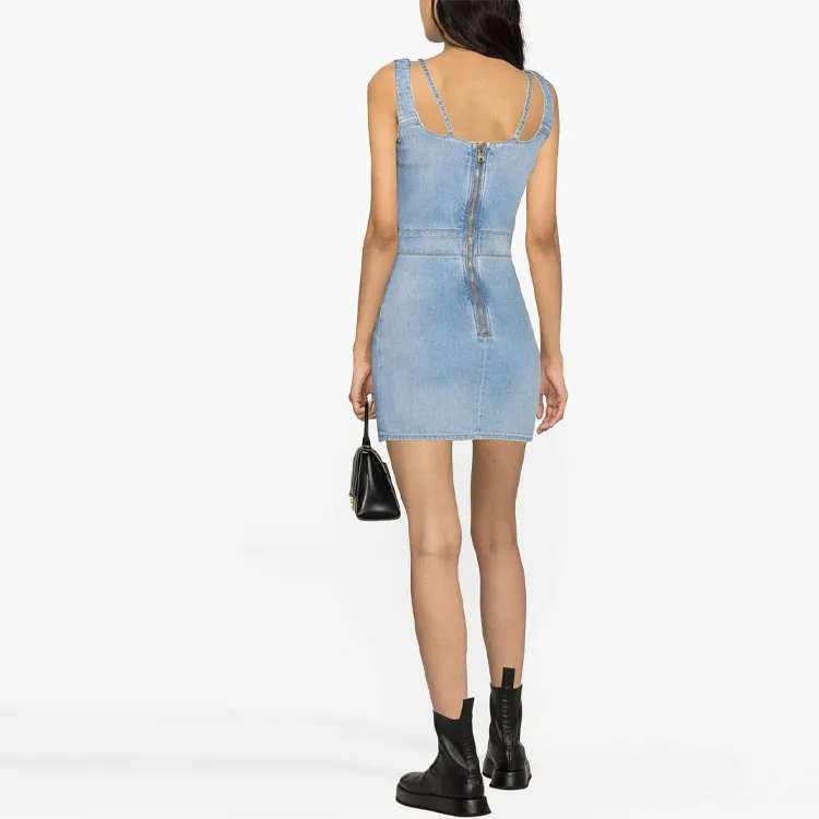 BALMAIN Button Detailed Sleeveless Denim Dress-2