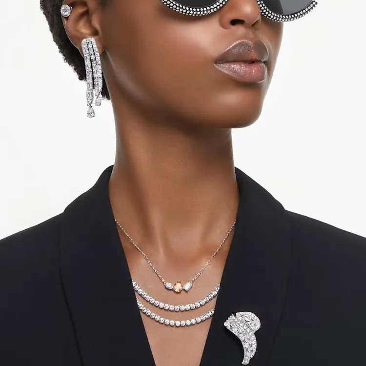 Swarovski Mesmera Cubic Zirconia Faux Crystal Necklaces Women's Gold-3