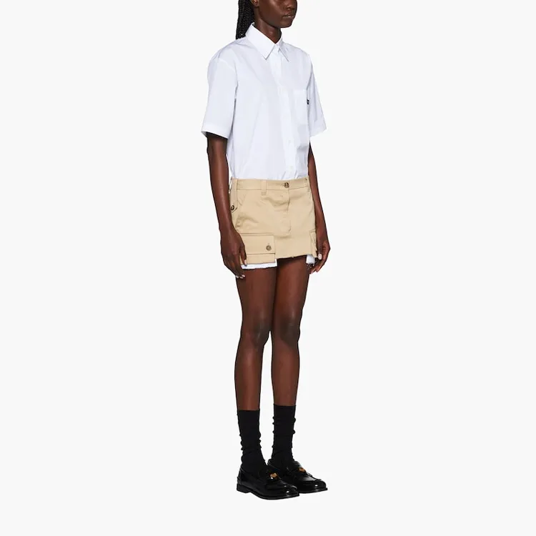 MIU MIU Chino Logo Detailed Mini Skirt-3