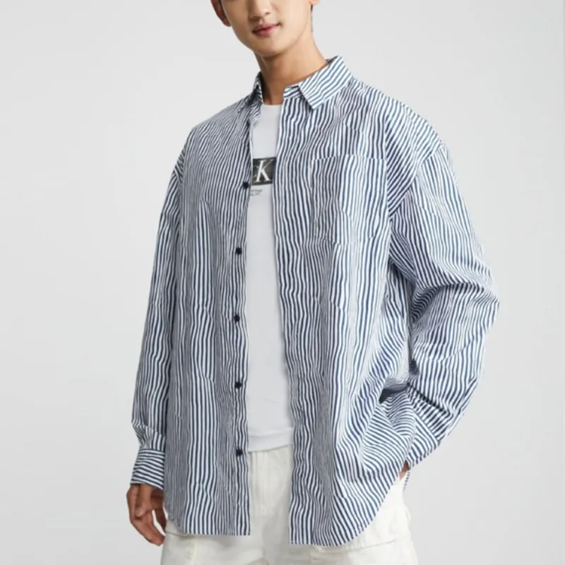 Calvin Klein Shirts Men Blue Stripes Pattern-2