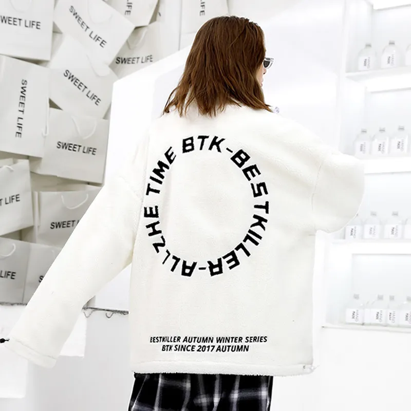 BTK Loose Fit Thickened And Fleece-Lined Jacket Winter Unisex-5