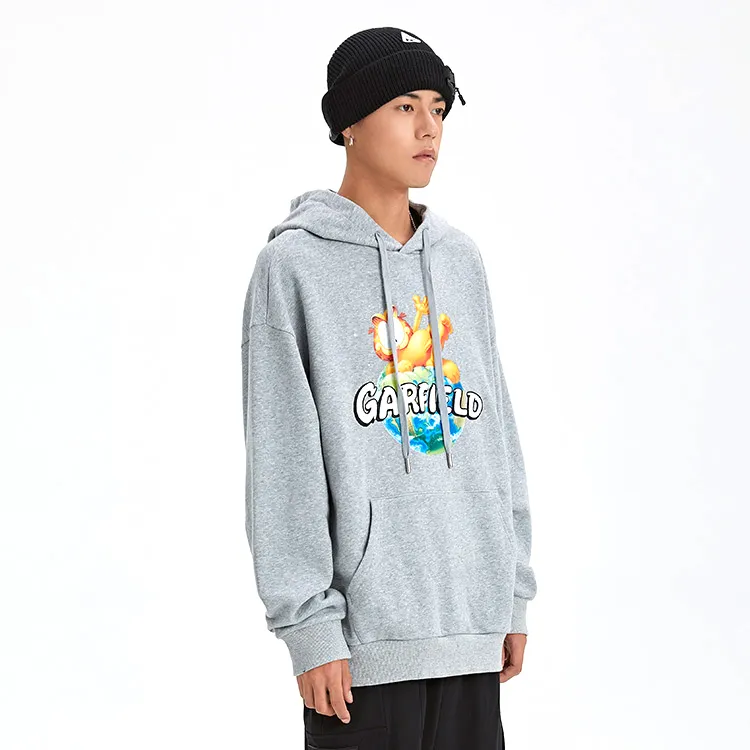 Fun x Garfield FW21 Hooded Loose Fit Regular Sweatshirt Unisex Gray-4