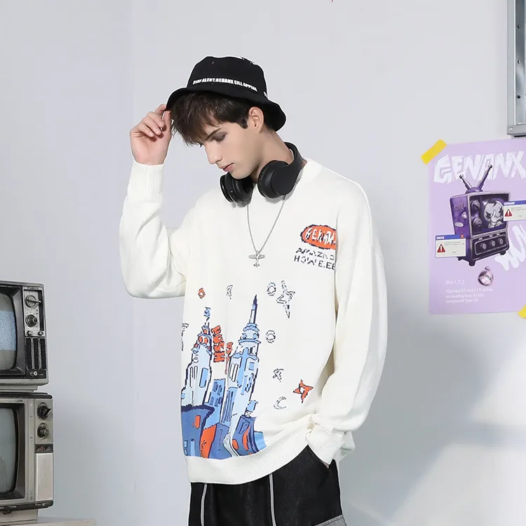 GENANX Sweaters Unisex White-4