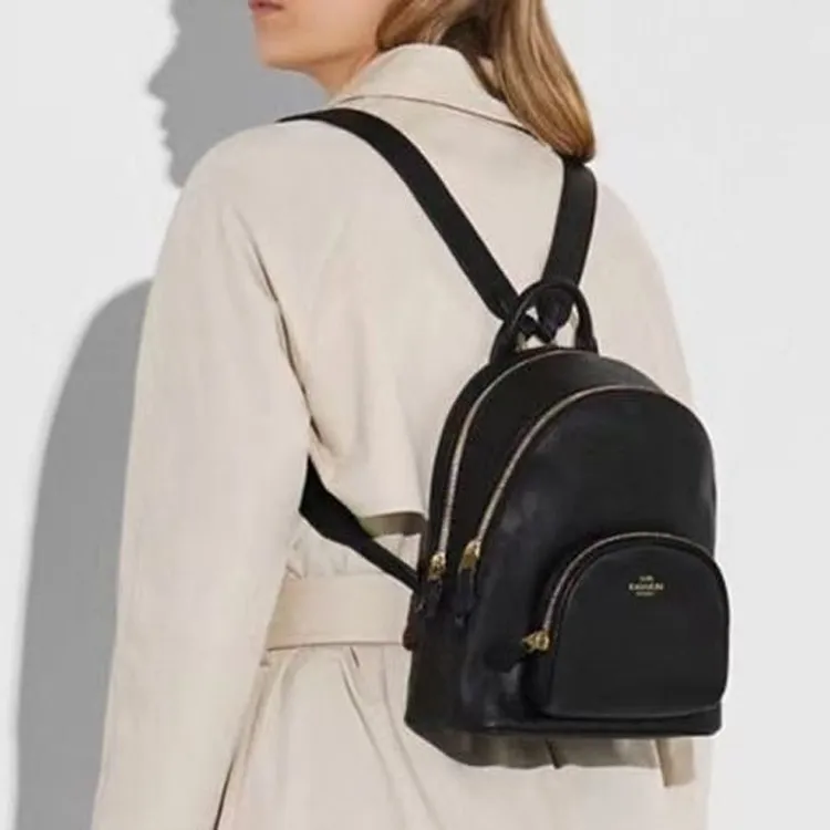 COACH Leather Backpack Small Size Women's Black-5