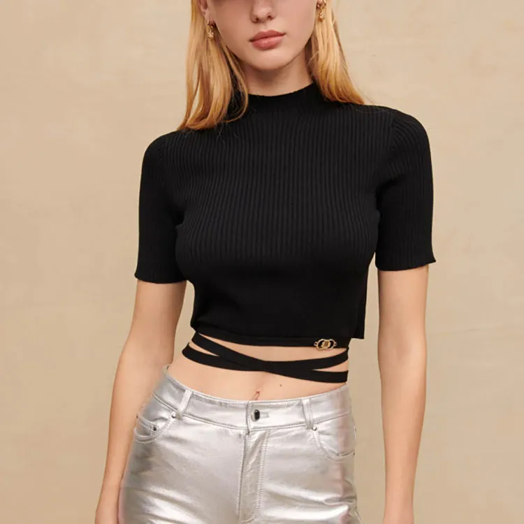 Maje Criss-cross Cropped Top-1