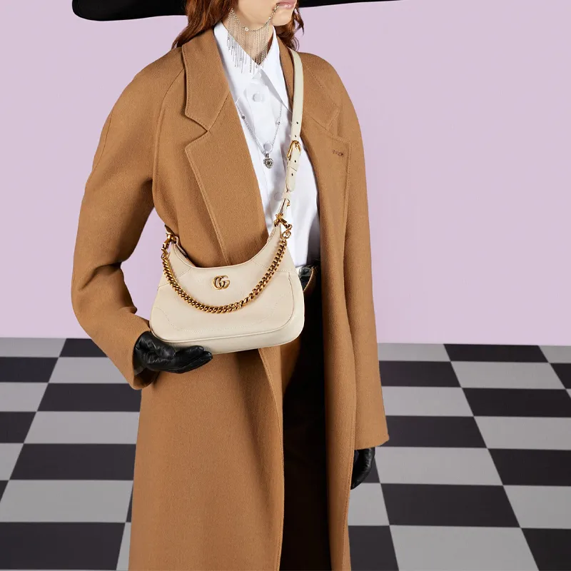 GUCCI Aphrodite Leather Crescent Bag Handbag Shoulder Bag Women's White-11