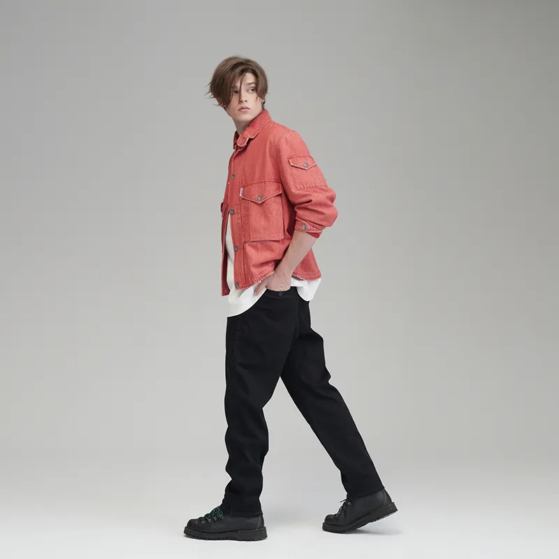 Prth Promethean Loose Fit Denim Jacket Men's Red-4
