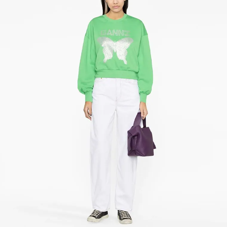 GANNI Butterfly Printed Crewneck Sweatshirt-1